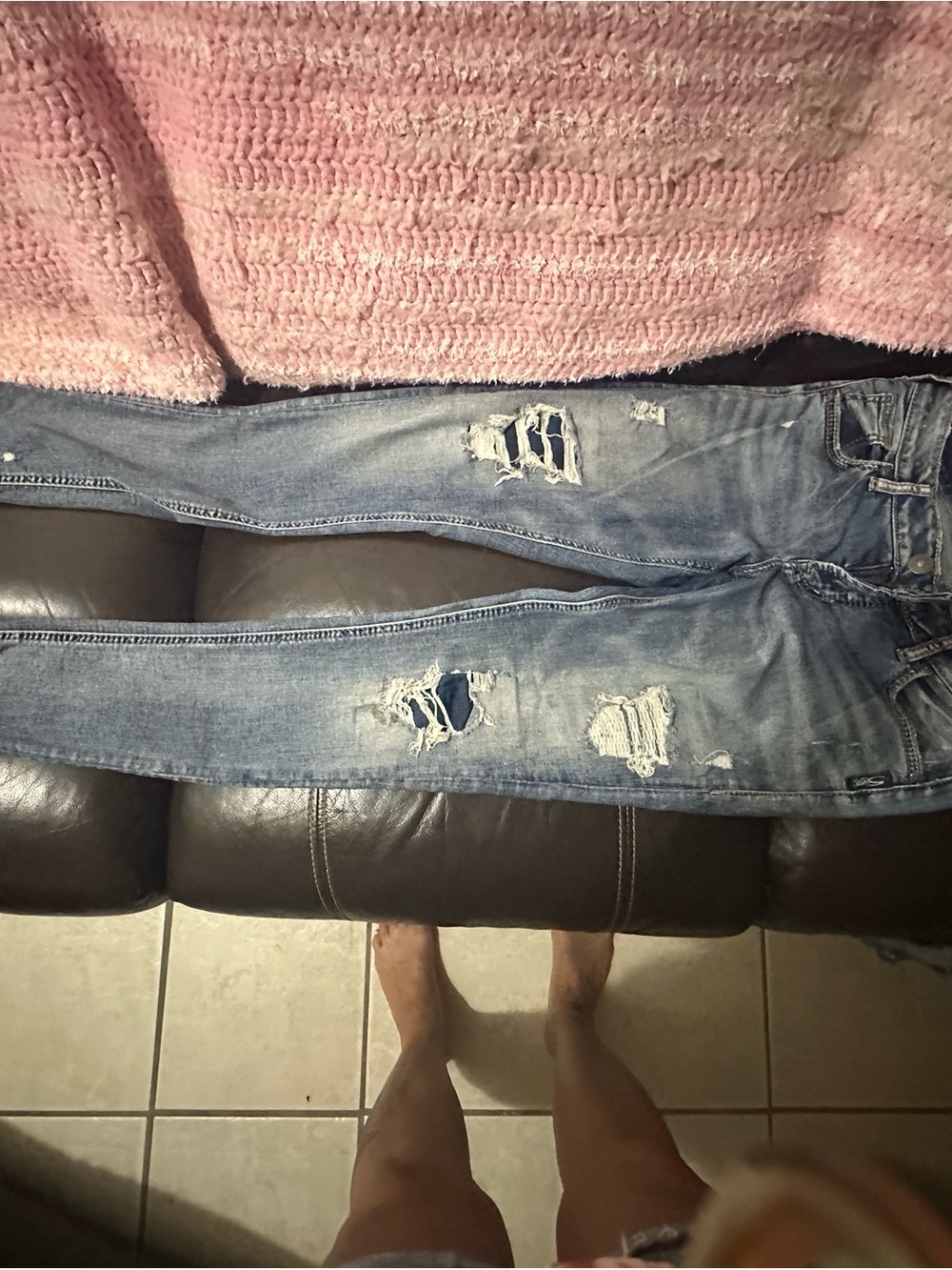 Silver Jeans Light Blue Distressed Skinny Jeans